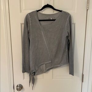 Luukaa Gray Wrap Tie Front Long Sleeve Shirt US 10
